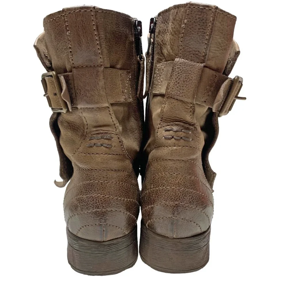 MJUS Taupe Calfskin Leather Zip‎ Ankle Boots